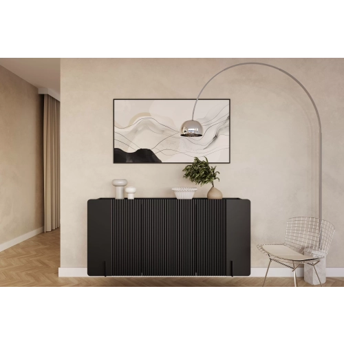 Komoda Malmi 150 cm wisząca - czarny mat / czarny