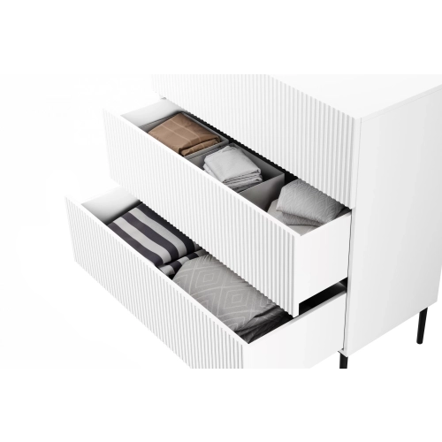 Komoda z szufladami Nicole 100 cm - biały mat / czarne nóżki