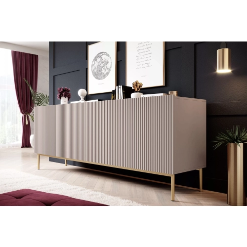 Komoda Nicole 200 cm na metalowych nogach - antyczny róż / złote nóżki - Limitowana oferta