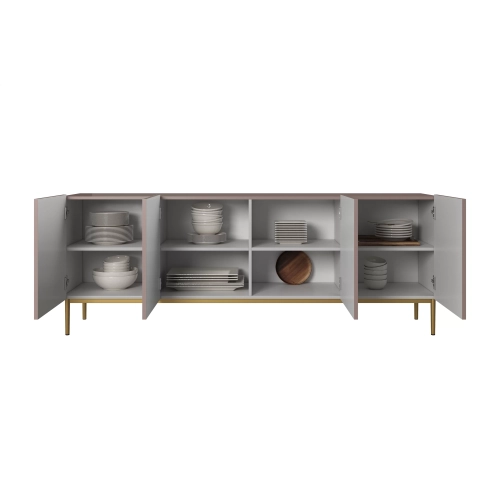 Komoda Nicole 200 cm na metalowych nogach - antyczny róż / złote nóżki - Limitowana oferta