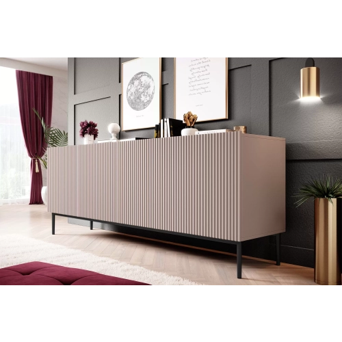 Komoda Nicole 200 cm z metalowymi nogami - antyczny róż / czarne nóżki - Limitowana oferta