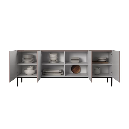 Komoda Nicole 200 cm z metalowymi nogami - antyczny róż / czarne nóżki - Limitowana oferta