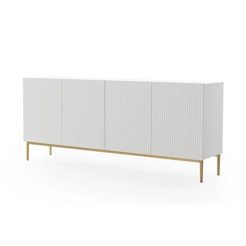 Komoda Nicole 200 cm na metalowych nogach - biały mat / złote nóżki
