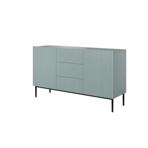 Komoda Nicole 150 cm z szufladami i półkami - szałwia / czarne nóżki - Limitowana oferta