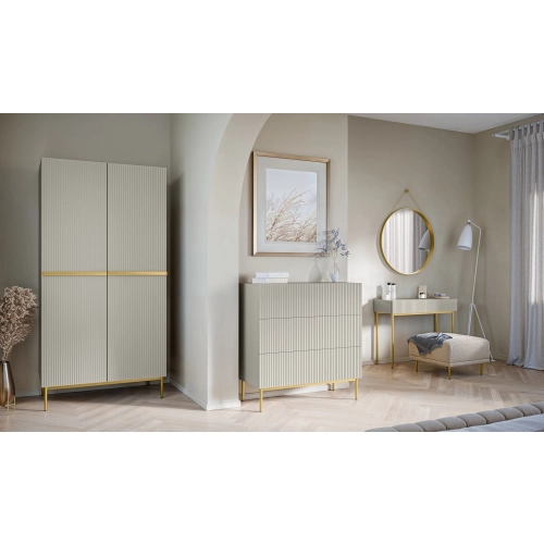 Komoda z szufladami Nicole 100 cm - czarny mat / złote nóżki