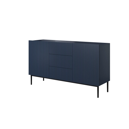 Komoda Nicole 150 cm z szufladami i półkami - granat / czarne nóżki - Limitowana oferta