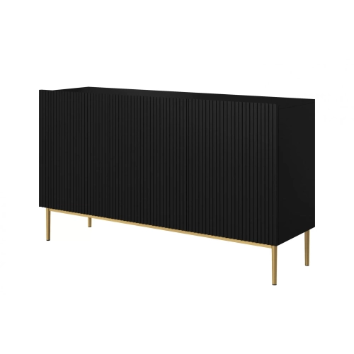 Komoda Nicole 150 cm - czarny mat / złote nóżki