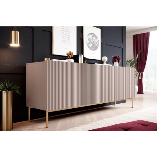 Komoda Nicole 200 cm na metalowych nogach - antyczny róż / złote nóżki - Limitowana oferta