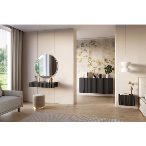 Komoda Malmi 150 cm wisząca - czarny mat / czarny