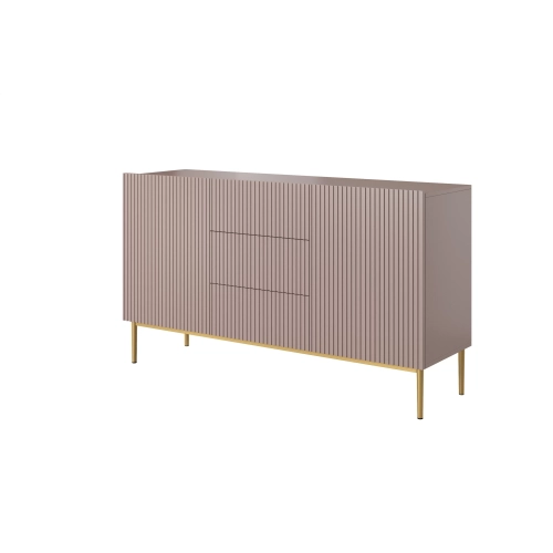 Komoda Nicole 150 cm z szufladami i półkami - antyczny róż / złote nóżki - Limitowana oferta