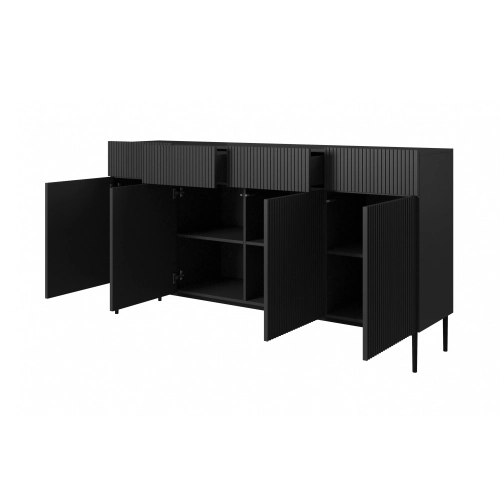 Komoda szufladami Nicole 200 cm - czarny mat / czarne nóżki