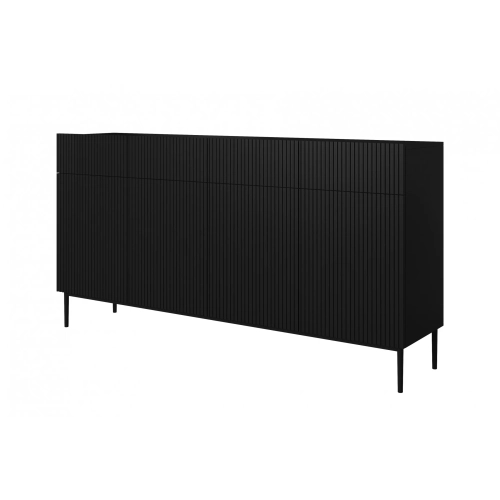 Komoda szufladami Nicole 200 cm - czarny mat / czarne nóżki