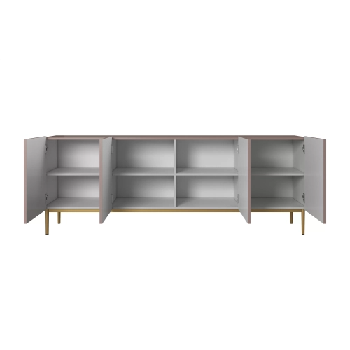 Komoda Nicole 200 cm na metalowych nogach - antyczny róż / złote nóżki - Limitowana oferta