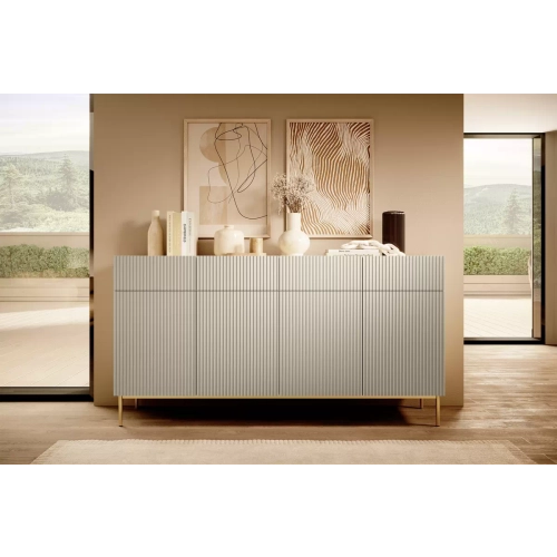 Komoda z szufladami Nicole 200 cm - kaszmir / złote nóżki