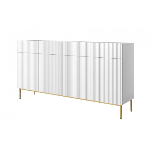 Komoda z szufladami Nicole 200 cm - biały mat / złote nóżki