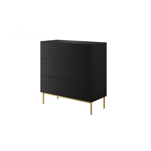 Komoda z szufladami Nicole 100 cm - czarny mat / złote nóżki