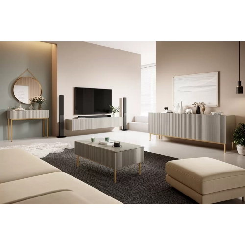 Komoda Nicole 200 cm z metalowymi nogami - antyczny róż / czarne nóżki - Limitowana oferta