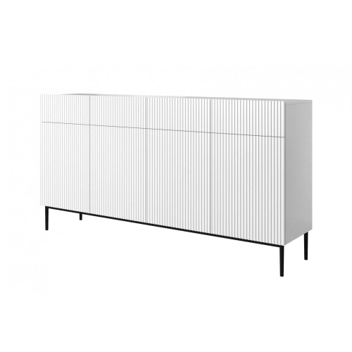 Komoda z szufladami Nicole 200 cm - biały mat / czarne nóżki