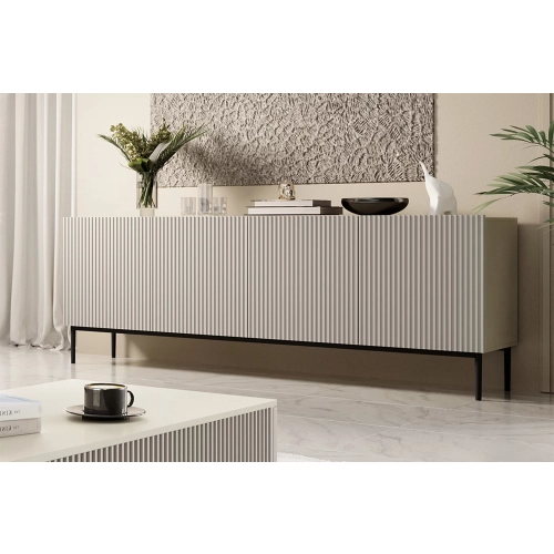 Komoda Nicole 200 cm na metalowych nogach - kaszmir / czarne nóżki