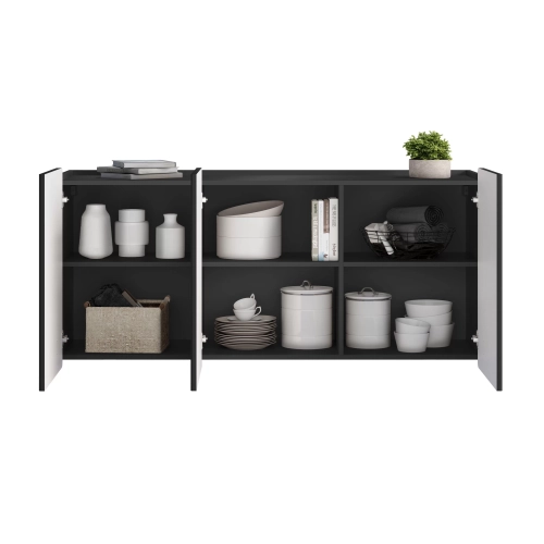 Komoda Malmi 150 cm wisząca - czarny mat / czarny