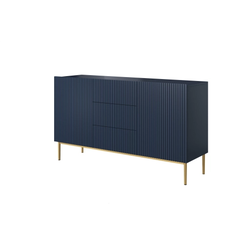 Komoda Nicole 150 cm z szufladami i półkami - granat / złote nóżki - Limitowana oferta