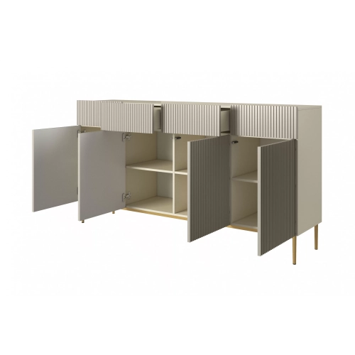 Komoda z szufladami Nicole 200 cm - kaszmir / złote nóżki