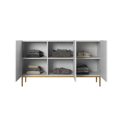 Komoda Nicole 150 cm - biały mat / złote nóżki