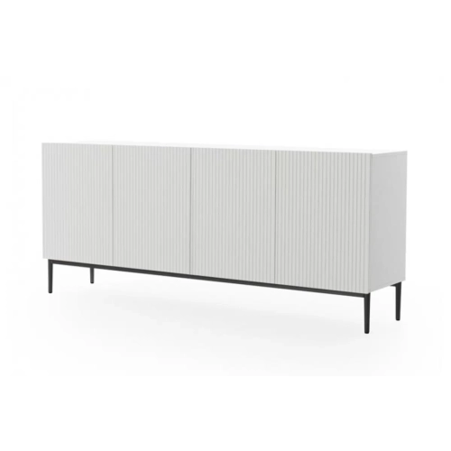 Komoda Nicole 200 cm na metalowych nogach - biały mat / czarne nóżki