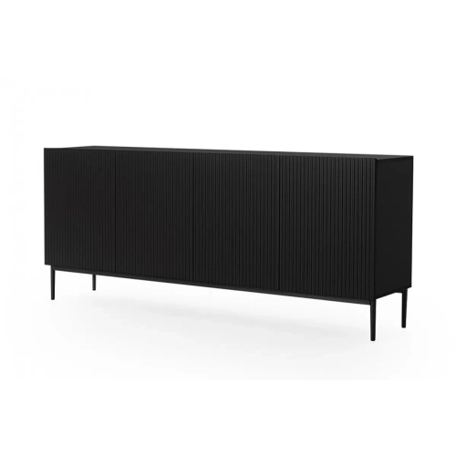 Komoda Nicole 200 cm z metalowymi nogami- czarny mat / czarne nóżki