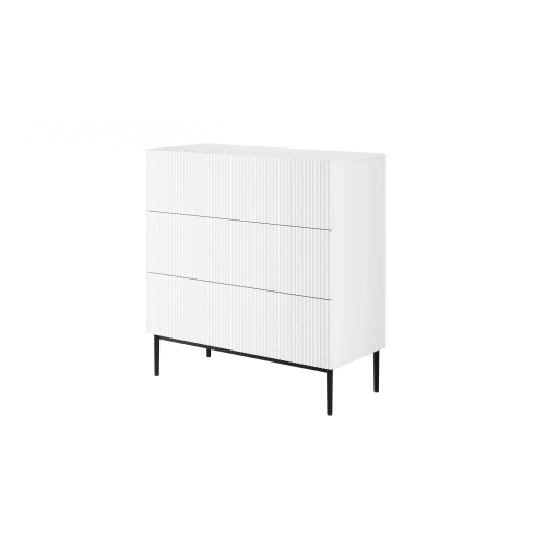 Komoda z szufladami Nicole 100 cm - biały mat / czarne nóżki