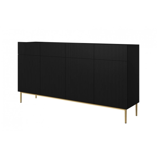Komoda z szufladami Nicole 200 cm - czarny mat / złote nóżki