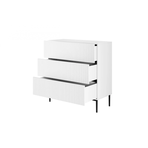 Komoda z szufladami Nicole 100 cm - biały mat / czarne nóżki