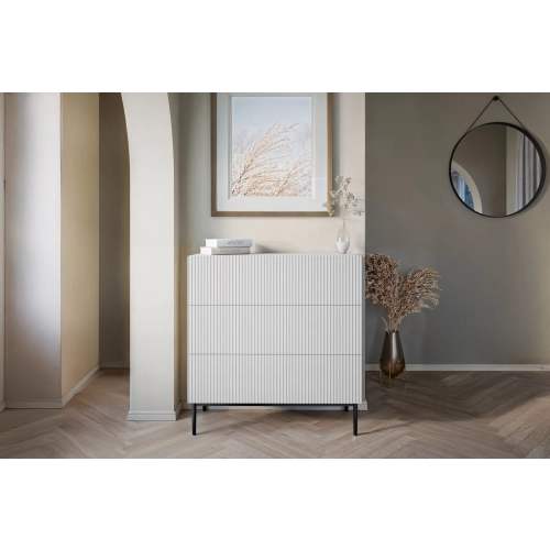 Komoda z szufladami Nicole 100 cm - biały mat / czarne nóżki