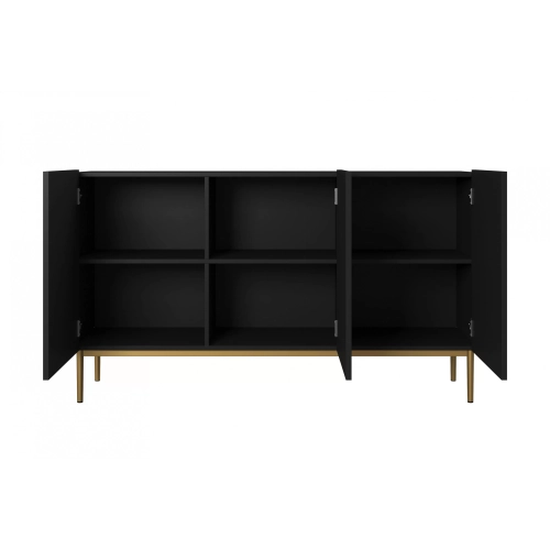 Komoda Nicole 150 cm - czarny mat / złote nóżki