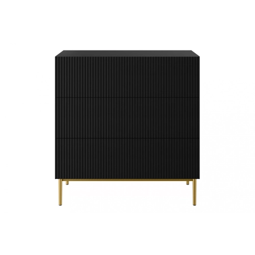 Komoda z szufladami Nicole 100 cm - czarny mat / złote nóżki