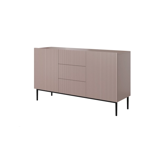 Komoda Nicole 150 cm z szufladami i półkami - antyczny róż / czarne nóżki - Limitowana oferta