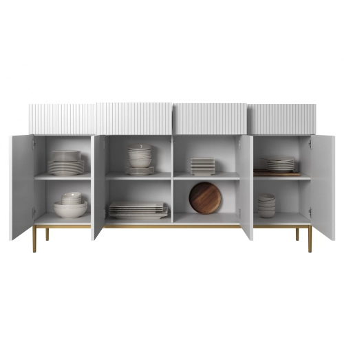 Komoda z szufladami Nicole 200 cm - czarny mat / złote nóżki