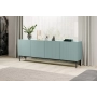 Komoda Nicole 200 cm z ryflowanym frontem i metalowymi nogami- szałwia / czarne nóżki - Limitowana oferta
