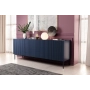 Komoda Nicole 200 cm z ryflowanym frontem i metalowymi nogami - granat / czarne nóżki - Limitowana oferta