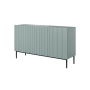 Komoda Nicole 150 cm trzydrzwiowa z ryflowanym frontem - szałwia / czarne nóżki - Limitowana oferta