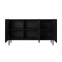 Komoda Nicole 150 cm trzydrzwiowa z ryflowanym frontem - czarny mat / czarne nóżki