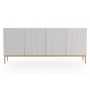 Komoda Nicole 200 cm na metalowych nogach - biały mat / złote nóżki
