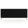 Komoda Nicole 200 cm - czarny mat / złote nóżki
