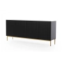 Komoda Nicole 200 cm - czarny mat / złote nóżki