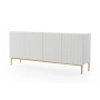 Komoda Nicole 200 cm na metalowych nogach - biały mat / złote nóżki