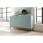 Komoda Nicole 150 cm trzydrzwiowa z ryflowanym frontem - szałwia / czarne nóżki - Limitowana oferta