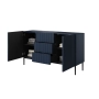 Komoda Nicole 150 cm z szufladami i półkami - granat / czarne nóżki - Limitowana oferta