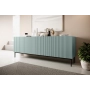 Komoda Nicole 200 cm z ryflowanym frontem i metalowymi nogami- szałwia / czarne nóżki - Limitowana oferta
