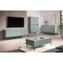 Komoda Nicole 150 cm trzydrzwiowa z ryflowanym frontem - szałwia / czarne nóżki - Limitowana oferta