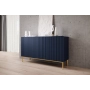 Komoda Nicole 150 cm trzydrzwiowa z ryflowanym frontem - granat / złote nóżki - Limitowana oferta
